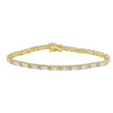 Sterling Silver Gold Plated Clear Baguette CZ Tennis Bracelet