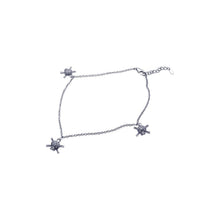 Load image into Gallery viewer, Sterling Silver Rhodium Plated Skull Clear CZ Charm Bracelet