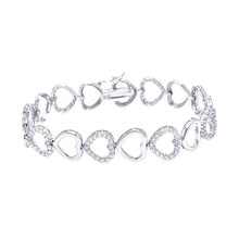 Load image into Gallery viewer, Sterling Silver Rhodium Plated Open Heart Clear CZ Bracelet