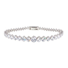 Load image into Gallery viewer, Sterling Silver Rhodium Plated Graduated Clear CZ Tennis Bracelet