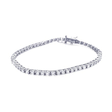 Load image into Gallery viewer, Sterling Silver Rhodium Plated Clear CZ Tennis Bracelet