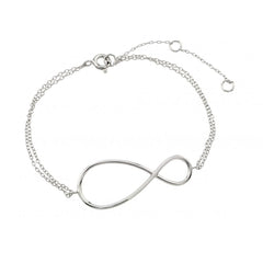 Sterling Silver Rhodium Plated Exaggerated Infinity Sign Bracelet