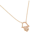 Sterling Silver Rose Gold Plated Clear CZ Hamsa Pendant Necklace