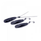 Sterling Silver Rhodium Plated Rectangle Teardrop Black CZ Dangling Stud Earring and Necklace Set