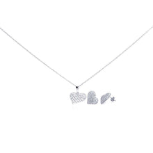 Load image into Gallery viewer, Sterling Silver Rhodium Plated Heart CZ Stud Earring and Necklace Set