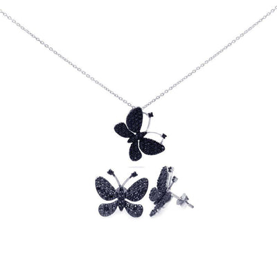 Sterling Silver Gold and Rhodium Plated Circle CZ Stud Earring and Necklace Set