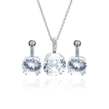 Load image into Gallery viewer, Sterling Silver Rhodium Plated Circle CZ Stud Earring and Necklace Set