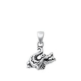 Sterling Silver Crocodile Pendant