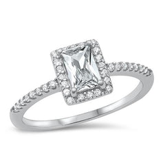 Sterling Silver 6mm CZ Radiant Cut Engagement Ring