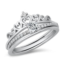 Load image into Gallery viewer, Silver CZ Crown Solitaire Ring