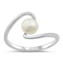 Load image into Gallery viewer, Silver CZ Freshwater Wave Pearl Ring