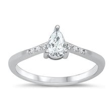 Load image into Gallery viewer, Sterling Silver 7mm Pear Shape Solitaire CZ Ring