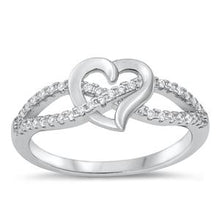 Load image into Gallery viewer, Sterling Silver 8mm CZ Open Heart Infinity Ring