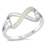 Silver Lab Opal Infinity Ring