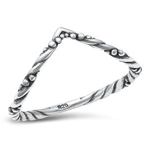 Sterling Silver Thin Rope V Ring