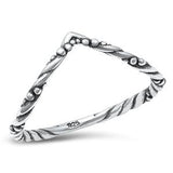 Sterling Silver Thin Rope V Ring