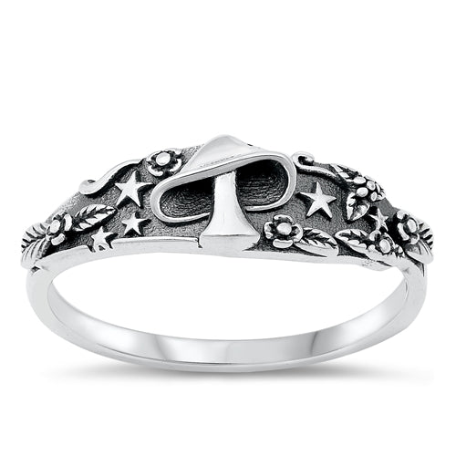Sterling Silver Mushroom in Forest Ring