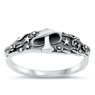 Sterling Silver Mushroom in Forest Ring