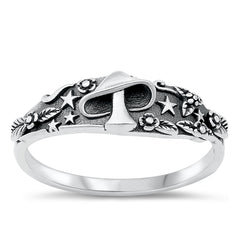 Sterling Silver Mushroom in Forest Ring