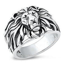 Load image into Gallery viewer, Sterling Silver Lion Head Start Ring