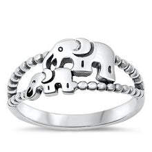 Load image into Gallery viewer, Sterling Silver Mama and Baby Elephant Ring