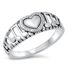 Load image into Gallery viewer, Sterling Silver Heart &amp; Music Notes Start Ring