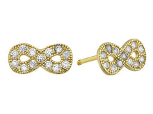 Load image into Gallery viewer, OroTrue 14K Yellow Gold Infinity Micro Pave Bezel With CZ Screw Back Earrings