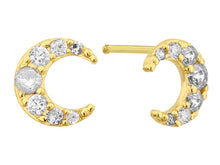 Load image into Gallery viewer, OroTrue 14K Yellow Gold Half Moon Screw Back Stud Earrings