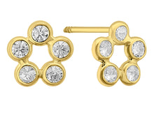 Load image into Gallery viewer, OroTrue 14K Yellow Gold flower of bevels CZ Screw Back Stud Earrings