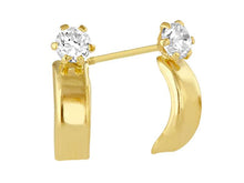 Load image into Gallery viewer, OroTrue 14K Yellow Gold Straw with CZ Screw Back Stud Earrings