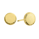 OroTrue 14K Yellow Gold Round Diamond Cut Screw Back Stud Earrings