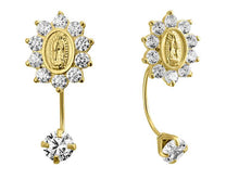 Load image into Gallery viewer, OroTrue 14K Yellow Gold Curve with Cast Stone Earrings