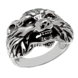 Sterling Silver Wolf Oxidized Band Ring