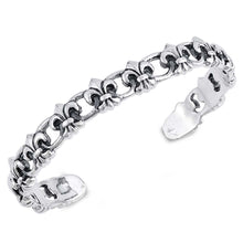 Load image into Gallery viewer, Sterling Silver Adjustable Fluer De Lis Shaped Bangle Bracelet
