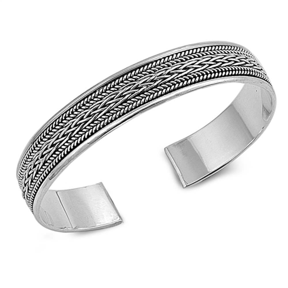 Sterling Silver Adjustable Celtic Spinner Shaped Bangle Bracelet