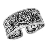 Sterling Silver Rose Bangle Bracelet