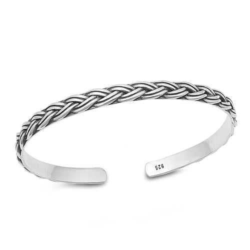 Sterling Silver Oxidized Celtic Bangle Bracelet Width-5mm, Inside Diameter-45x55mm
