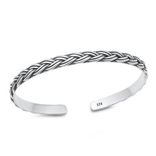 Load image into Gallery viewer, Sterling Silver Oxidized Celtic Bangle Bracelet Width-5mm, Inside Diameter-45x55mm