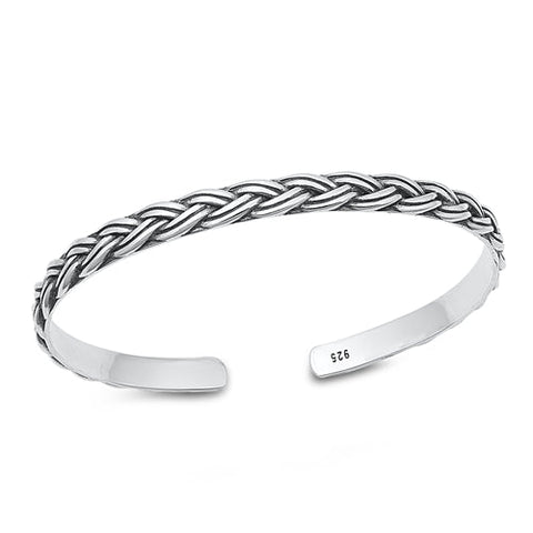 Sterling Silver Oxidized Celtic Bangle Bracelet Width-5mm, Inside Diameter-45x55mm