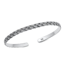 Load image into Gallery viewer, Sterling Silver Celtic Oxidized Bangle Bracelet Width-4mm, Inside Diameter-45x55mm