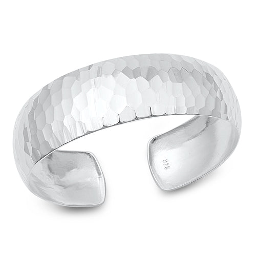 Sterling Silver Hammered Plain Bangle Bracelet Width-18mm, Inside Diameter-45x55mm