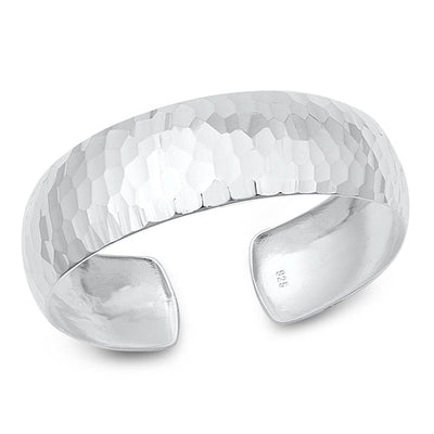 Sterling Silver Hammered Plain Bangle Bracelet Width-18mm, Inside Diameter-45x55mm