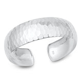 Sterling Silver Hammered Plain Bangle Bracelet Width-18mm, Inside Diameter-45x55mm