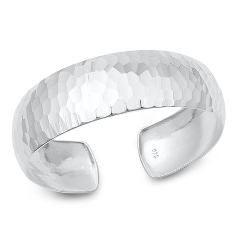 Sterling Silver Hammered Plain Bangle Bracelet Width-18mm, Inside Diameter-45x55mm