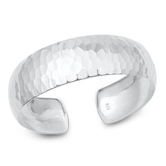 Sterling Silver Hammered Plain Bangle Bracelet Width-18mm, Inside Diameter-45x55mm