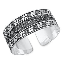 Load image into Gallery viewer, Sterling Silver Oxidized Celtic Bangle Bracelet Width-23mm, Inside Diameter-48x58mm