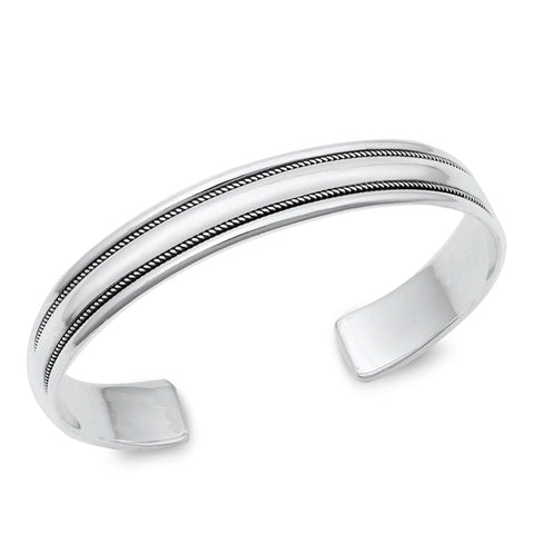 Sterling Silver Oxidized Bangle Bracelet Thickness-9.6mm, Inside Diameter-50x60mm