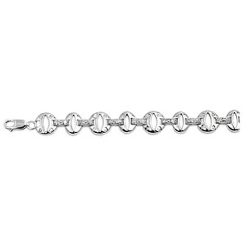 Sterling Silver Elegant Design Bracelet with Clear Cz InlaidAnd Length of 7