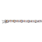Sterling Silver Fancy Oval Cut Multi-Color Cz Tennis BraceletAnd Length of 7.5