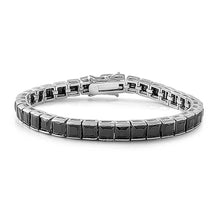 Load image into Gallery viewer, Sterling Silver Classy Tennis Bracelet with Princess Cut Black CzAnd Length of 7.5